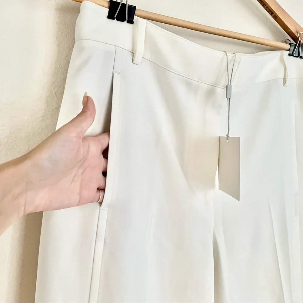 TIBI Anson Cuffed Nerd Wide Leg Pants in Ivory White - Picture 6 of 11